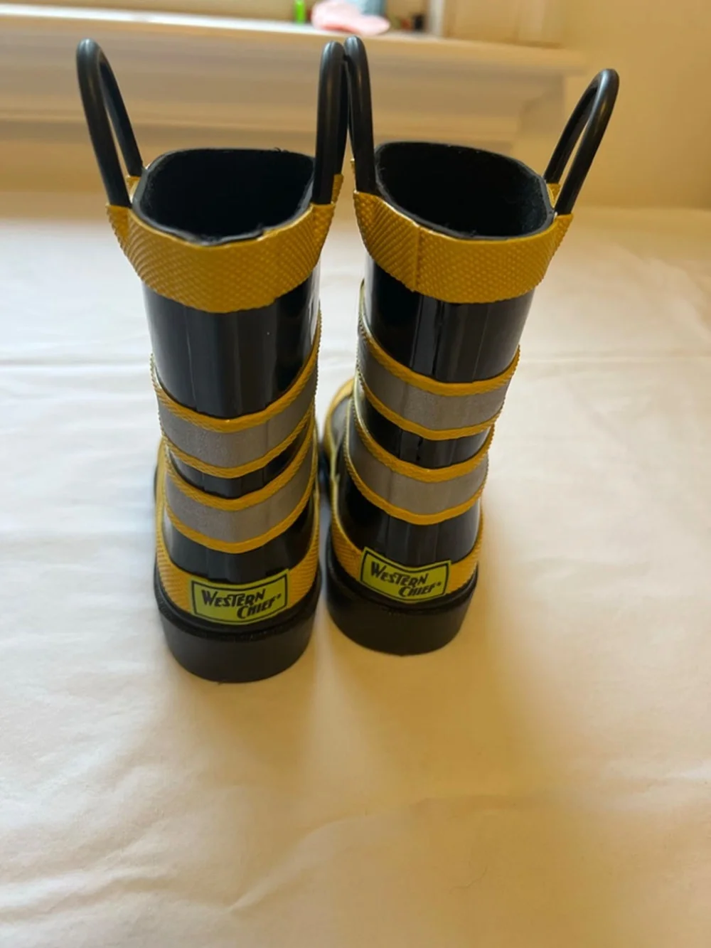 KIDS Fire Department .U.S.A. RAIN BOOT - BLACK -Western Chief - Like New - Sz 7
